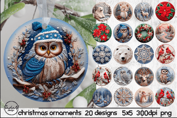 3D Christmas Ornament Embroidery for Gifts