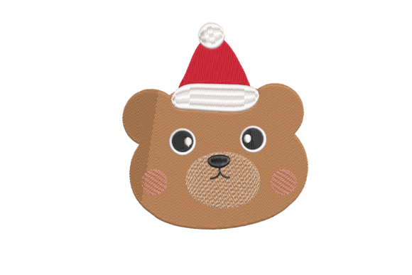 Adorable Christmas Bear Face for Festive Embroidery