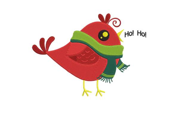 Adorable Christmas Bird for Festive Embroidery