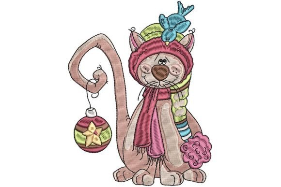 Adorable Christmas Kitty Embroidery Design