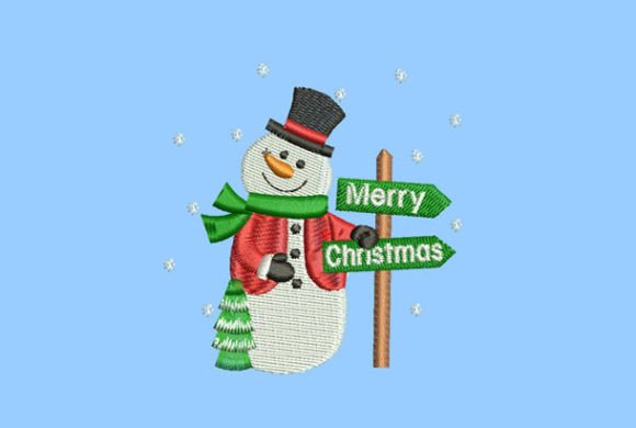 Charming Snowman with Sign at Christmas Design
