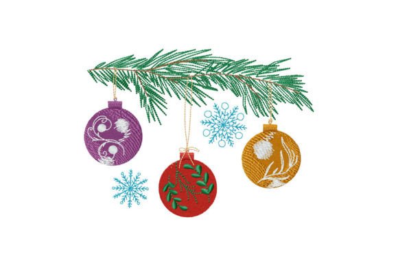 Christmas Balls on a Pine Tree: A Festive Embroidery Design