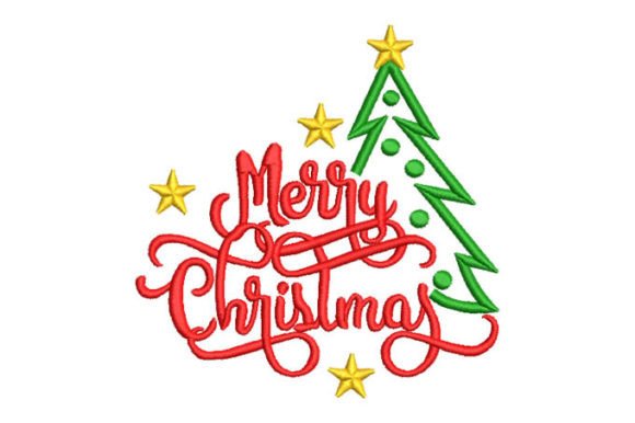 Christmas Lettering Merry Christmas: A Charming Embroidery Design
