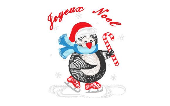 Christmas Penguin French: A Charming Embroidery Choice
