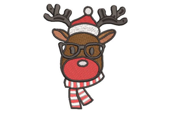 Christmas Reindeer with Glasses: A Charming Embroidery Design