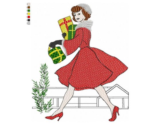 Christmas Shopping Lady: A Vintage Delight
