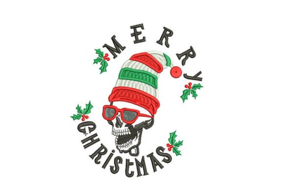 Funny Skeleton Christmas: A Charming Embroidery Design