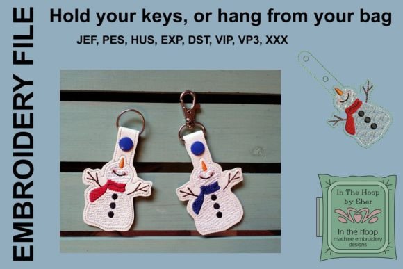 Happy Snowman Key Fob: A Charming Christmas Embroidery
