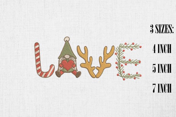 Love Christmas Gnome: A Charming Embroidery Design