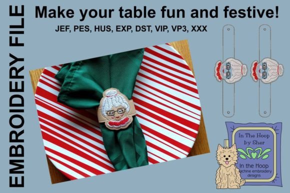 Mrs Santa Napkin Ring: A Charming Christmas Embroidery Design