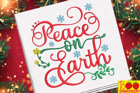Peace on Earth: A Festive and Elegant Embroidery Design