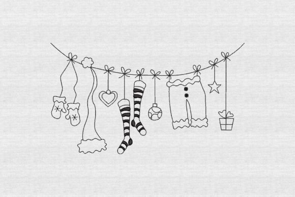 Santa's Clothesline: A Charming Christmas Embroidery