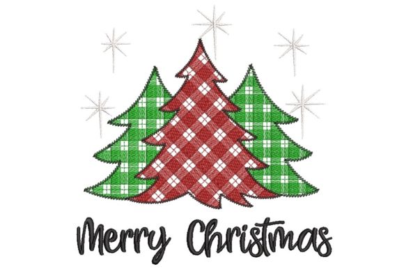Three Christmas Trees: A Festive Embroidery Design
